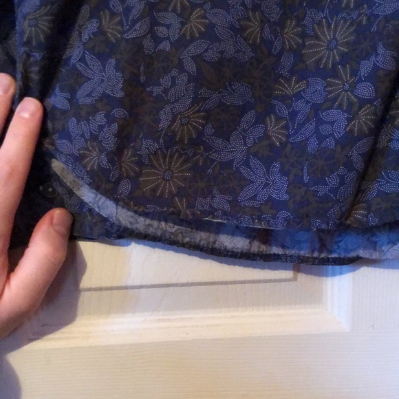 Bruno Blue Floral Print Pocket Long Sleeve Button Down Shirt Mens Large L - Picture 6 of 12